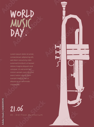 Trombone vector illustration in flat design for world music day template