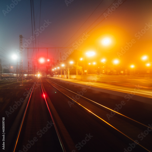 fast moving on railway at night
