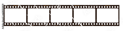 Vintage style 35mm film strip retro vintage vector design with five frames on white background. Retro film reel symbol illustration to use in photography, television, cinema, photo frame.
