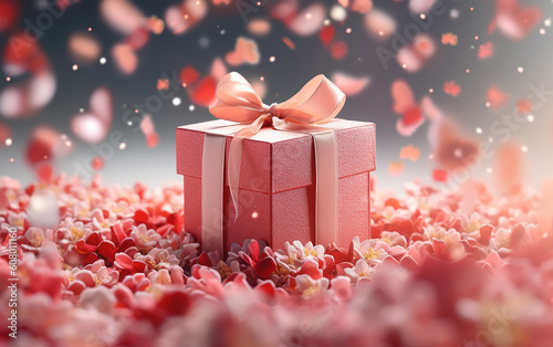 The gift box is surrounded by colorful flowers with a red ribbon,
Gift boxes are perfect for weddings, birthdays, Valentine's Day, bridal, Mother's Day, school entrance gifts, birthday gifts, wedding 
