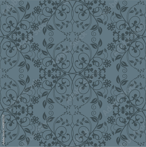 Seamless grey floral wallpaper vector illustration