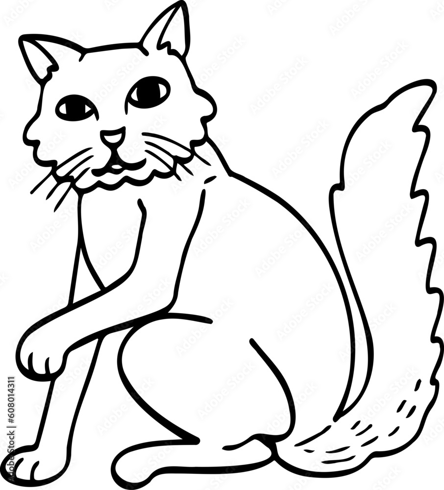 cute cartoon cat drawing. cute cartoon cat drawing.