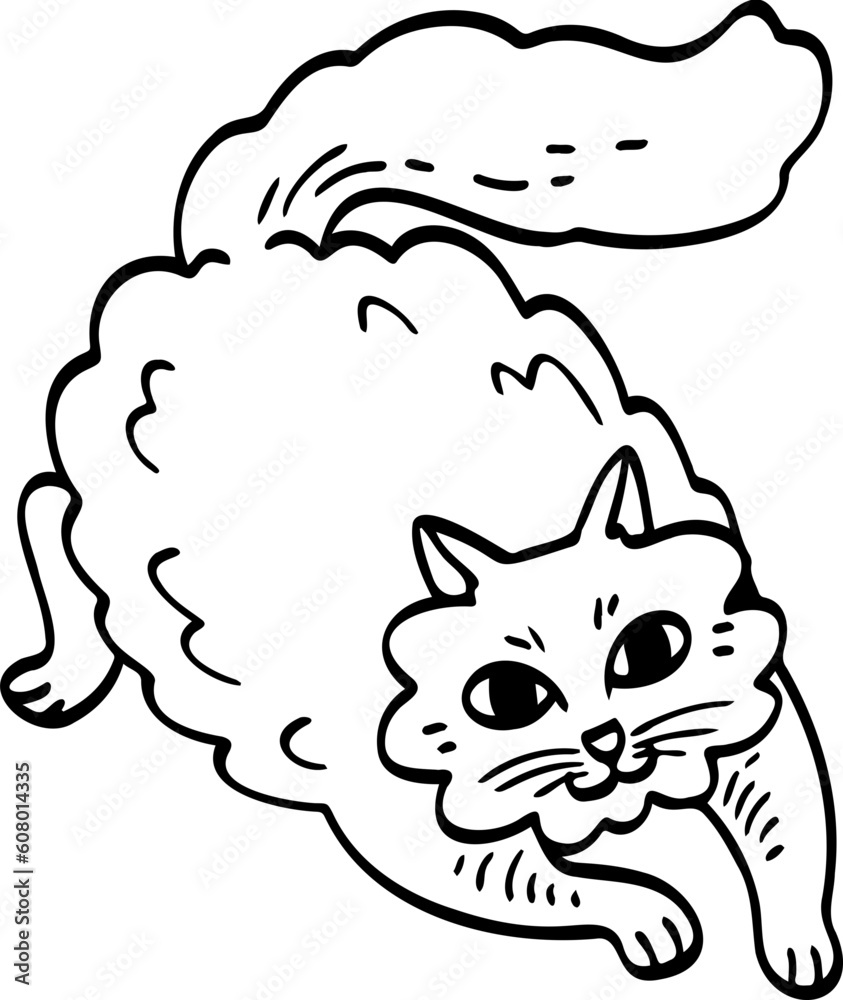 cute cartoon cat drawing. cute cartoon cat drawing.