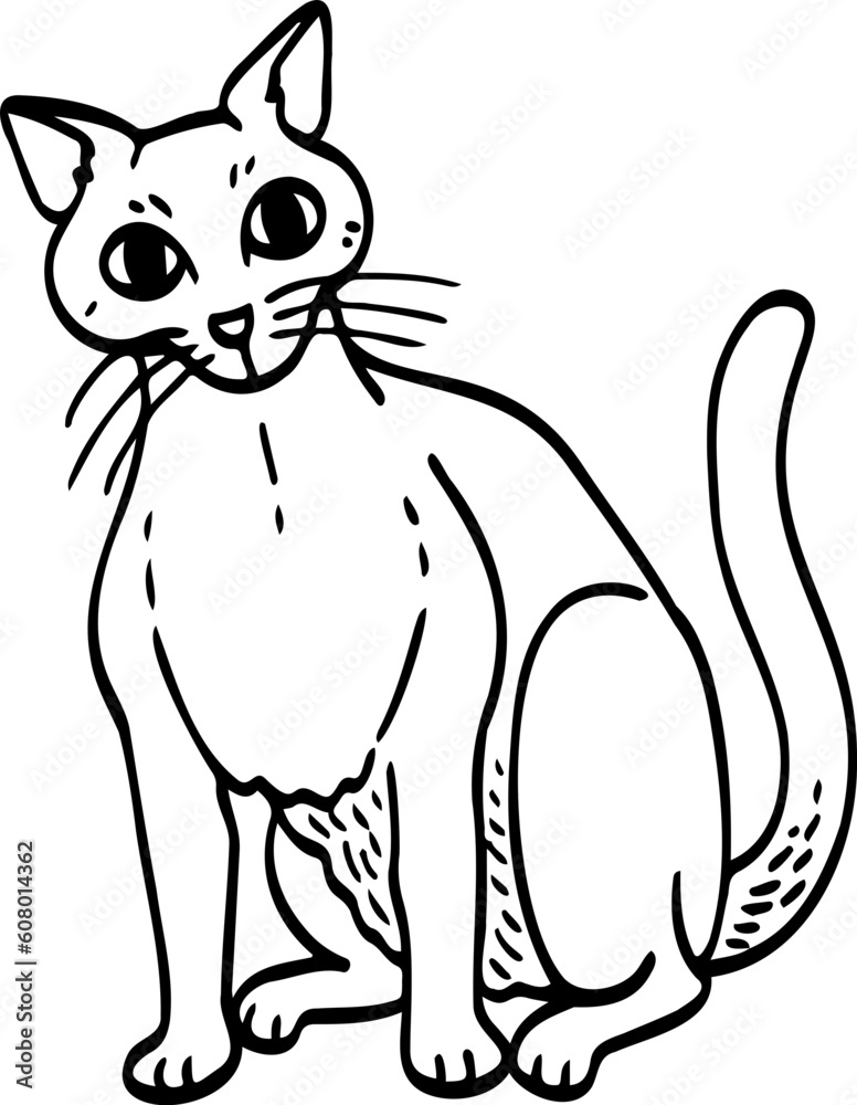 Obraz premium cute cartoon cat drawing.