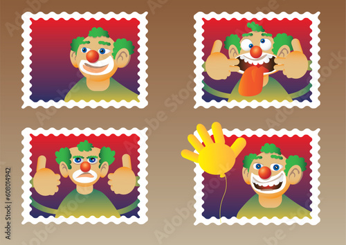 Four funny clown - vector illustration