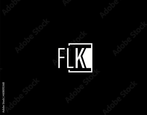 FLK Logo and Graphics Design, Modern and Sleek Vector Art and Icons isolated on black background