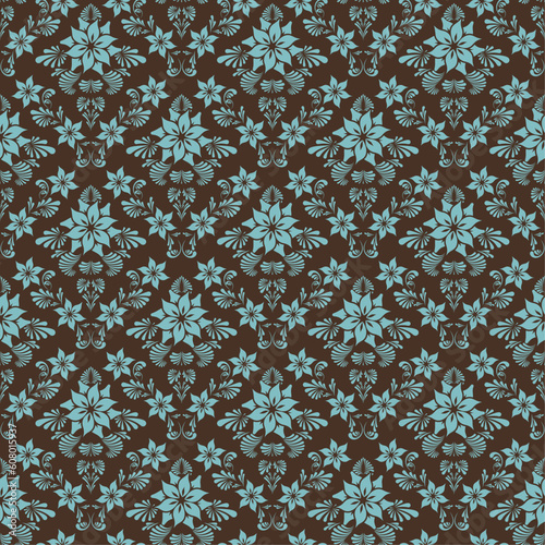 Seamless retro damask background with flowers.