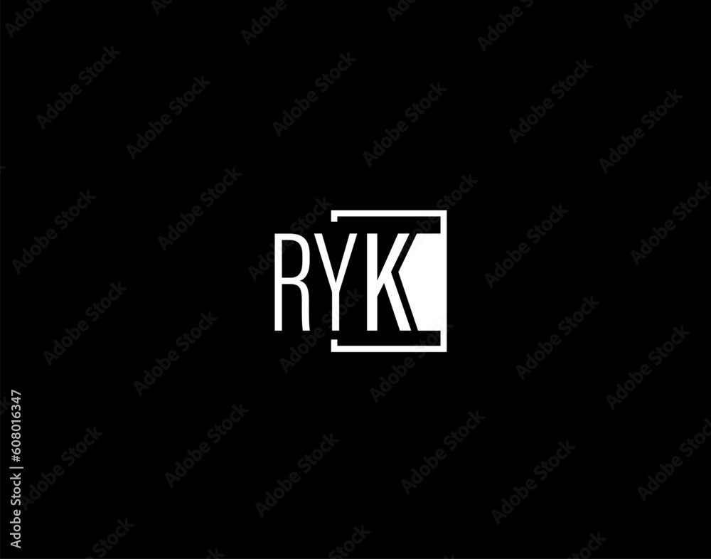 RYK Logo and Graphics Design, Modern and Sleek Vector Art and Icons isolated on black background