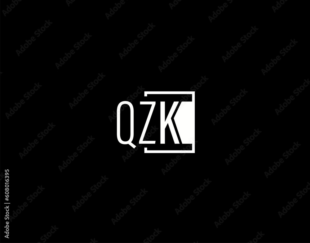 QZK Logo and Graphics Design, Modern and Sleek Vector Art and Icons isolated on black background