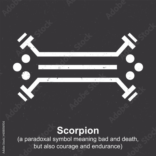 Scorpion (a paradoxal symbol meaning bad and death, but also courage and endurance) - Berber Symbol, Amazigh Symbol, North African Amazigh Berber Symbols Meaning, Vector photo