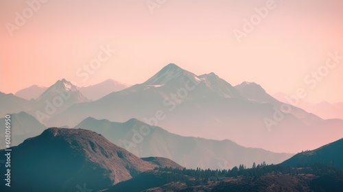 Beautiful mountain landscape in the morning. Sunrise over the mountains, Generative AI