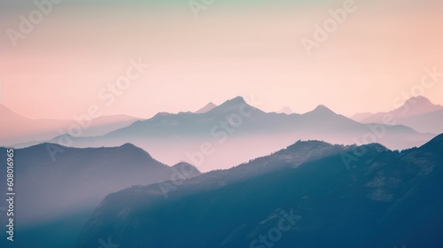 Beautiful mountain landscape in the morning. Sunrise over the mountains  Generative AI