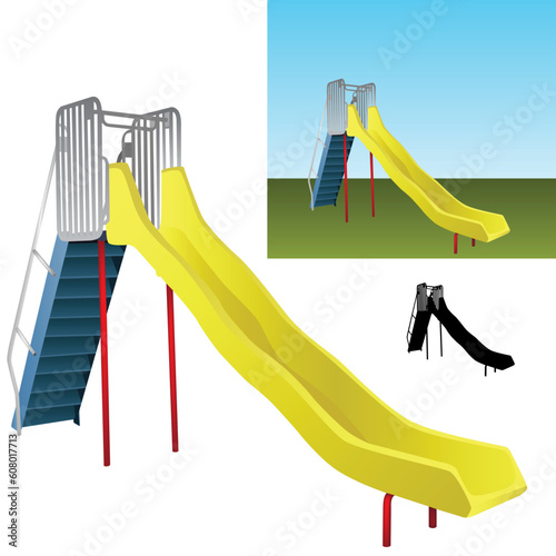 An image of a realistic playground slide.