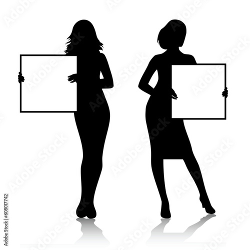 girl with banner, this  illustration may be useful  as designer work