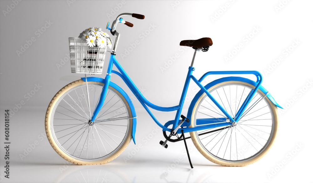 City bike. Vintage style bicycle.  Set includes lettering and silhouette shape. Isolated 3d rendering design for all backgrounds.