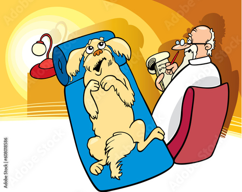 Illustration of Dog at Psychotherapist