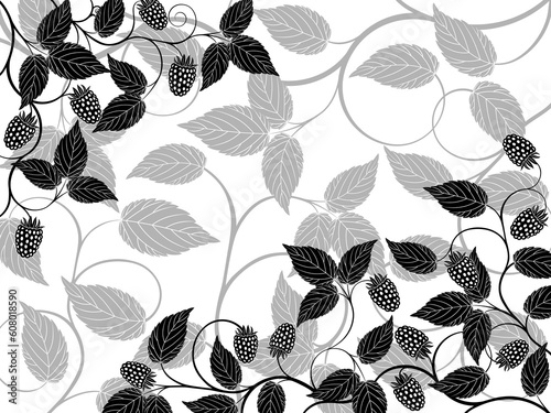 Floral background with a berries. Vector illustration.
