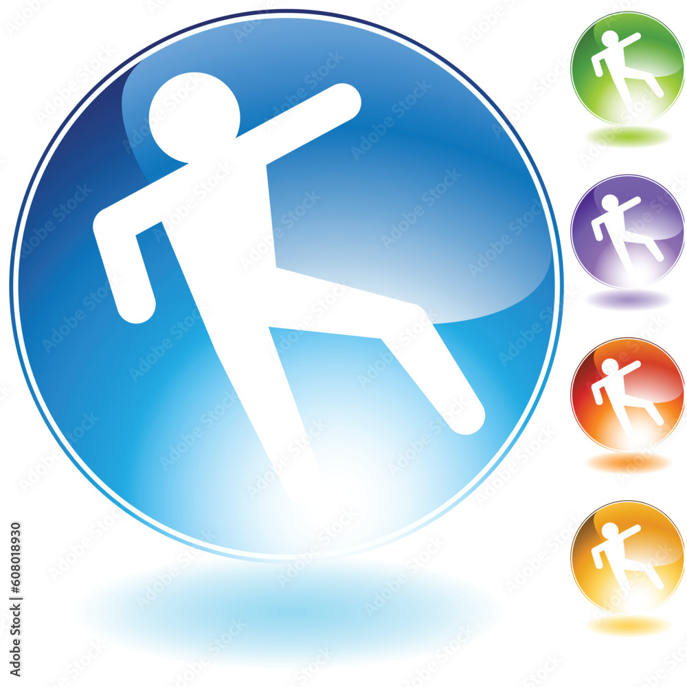 Slippery floor crystal icon isolated on a white background. Slippery floor crystal icon isolated on a white background.