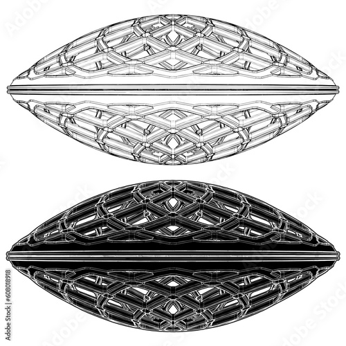 Abstract Construction Structure Vector. Illustration Isolated On White Background. A Vector Illustration Of Architectural Futuristic Construction.