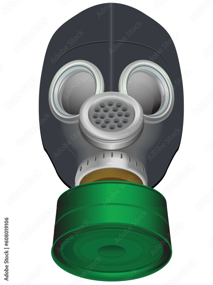 Gas mask of protection against the chemical weapon and excited environment in a vector on a white background Gas mask of protection against the chemical weapon and excited environment in a vector on a white background
