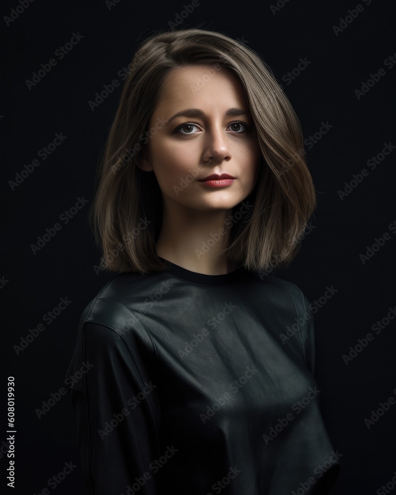 Beautiful young woman with chin-length straight hair - made with Generative AI tools Beautiful young woman with chin-length straight hair - made with Generative AI tools