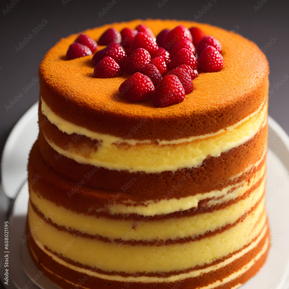 A brown Cake with Strawberry ,Generated AI A brown Cake with Strawberry ,Generated AI