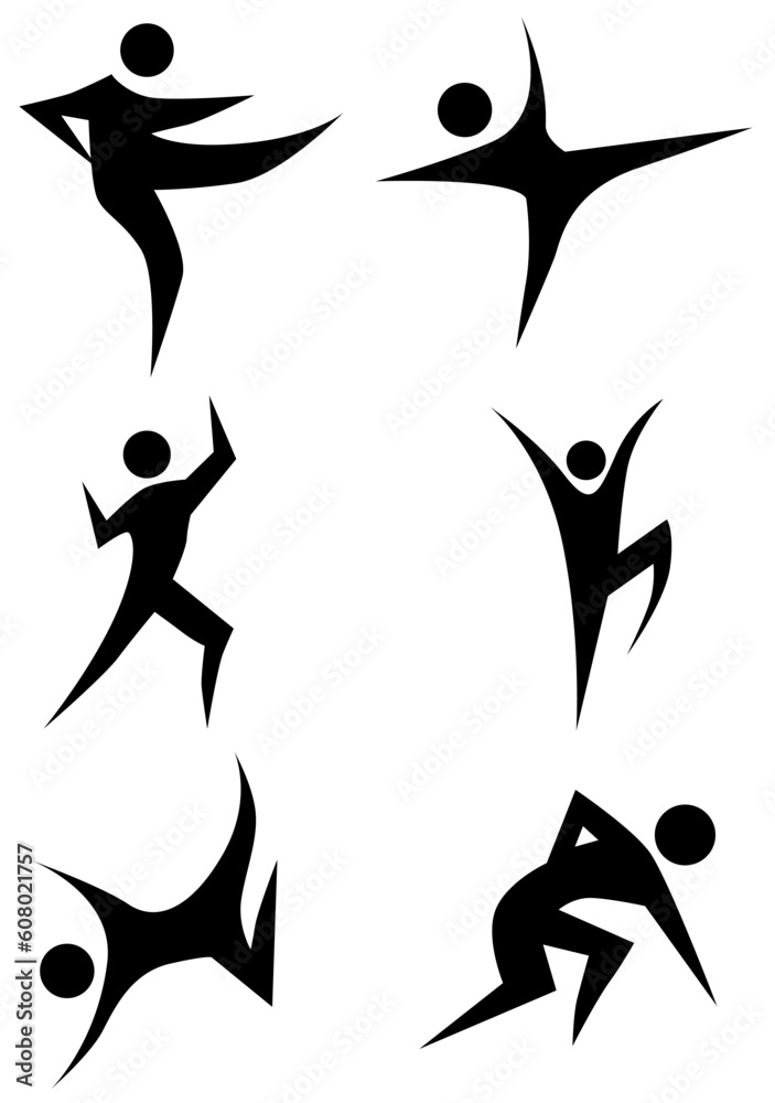 Karate stick figure icon set isolated on a white background. Karate stick figure icon set isolated on a white background.