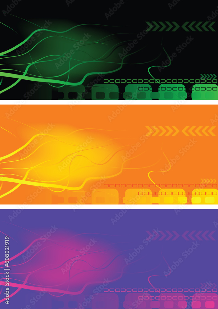 Set of bright abstract banners. Vector illustration.