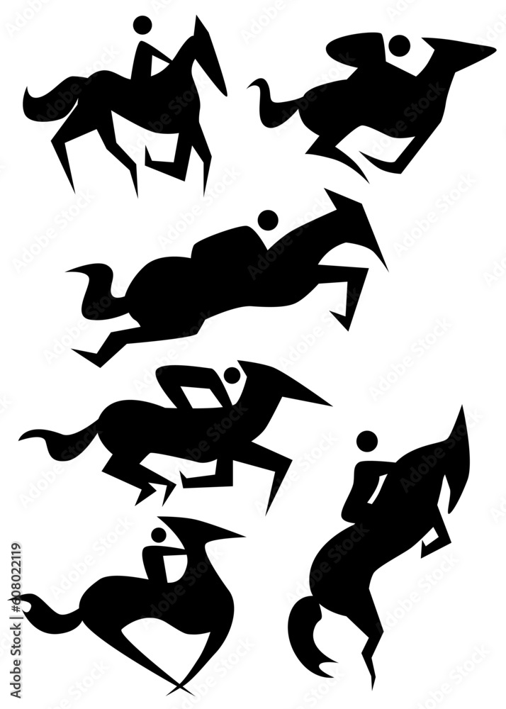 Horse icon set isolated on a white background.