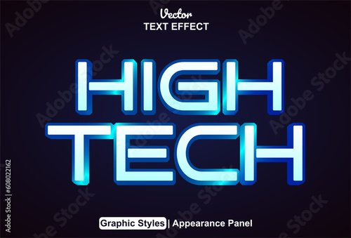 hightech text effect blue color graphic style and editable.