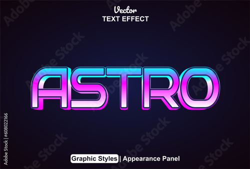 astro text effect blue color graphic style and editable.