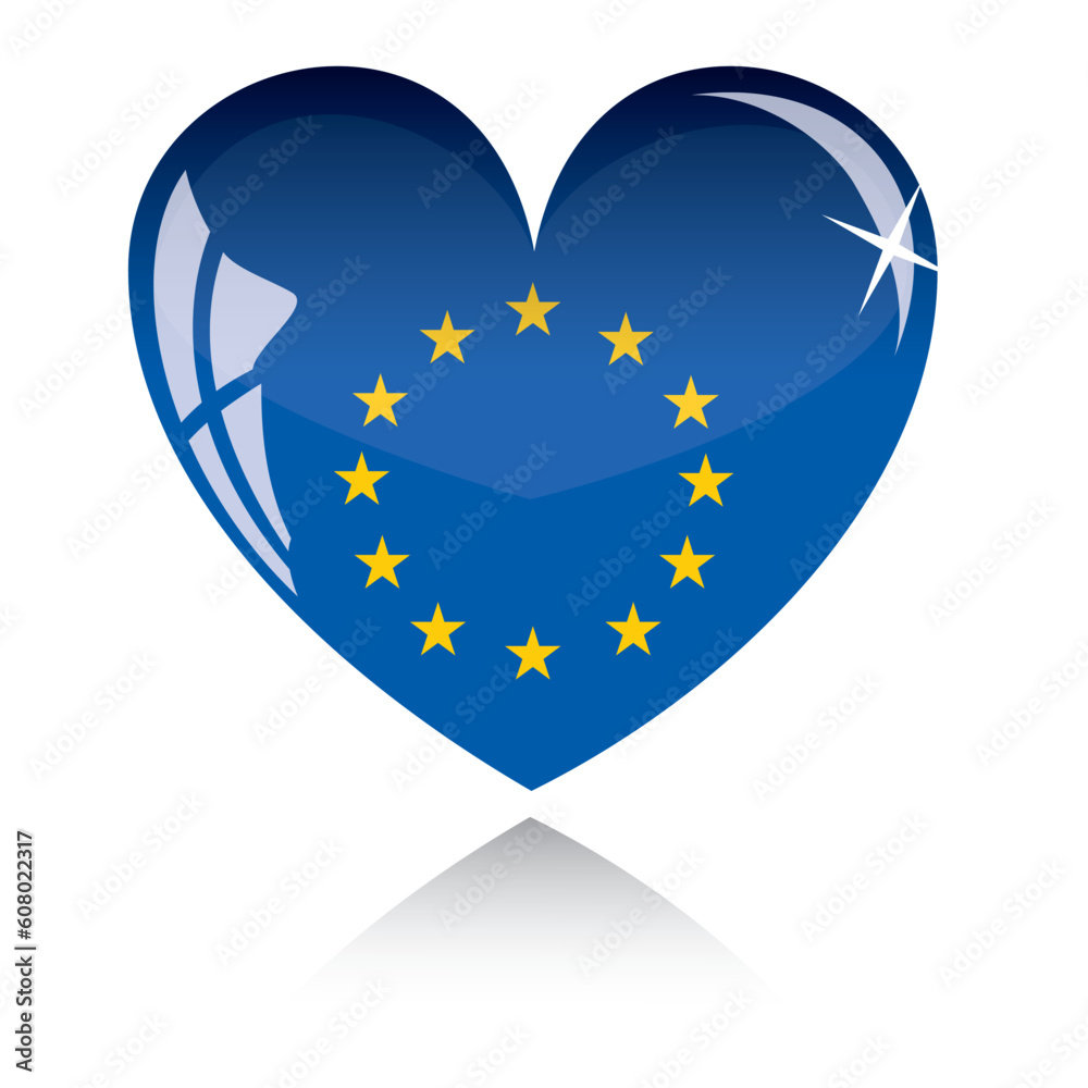 Vector heart with Europe flag texture isolated on a white background. Vector heart with Europe flag texture isolated on a white background.