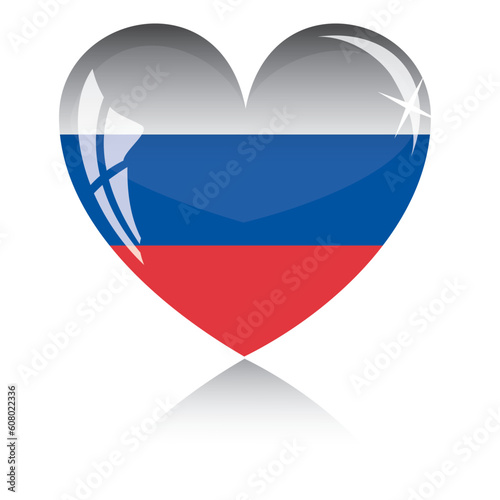 Vector heart with Russia flag texture isolated on a white background.