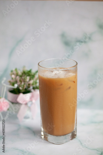 Ice Thai Milk Tea a popular beverage for Thai people. Drink and then cool, refreshing, cool off well.