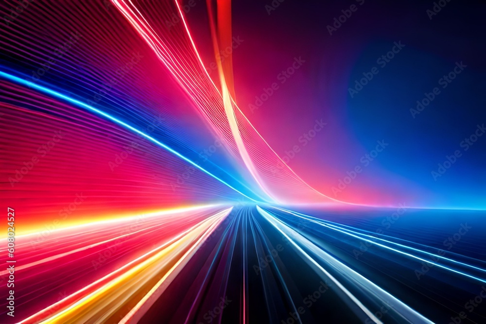 Glowing abstract colorful neon background for wallpaper. Speed of lights illustration