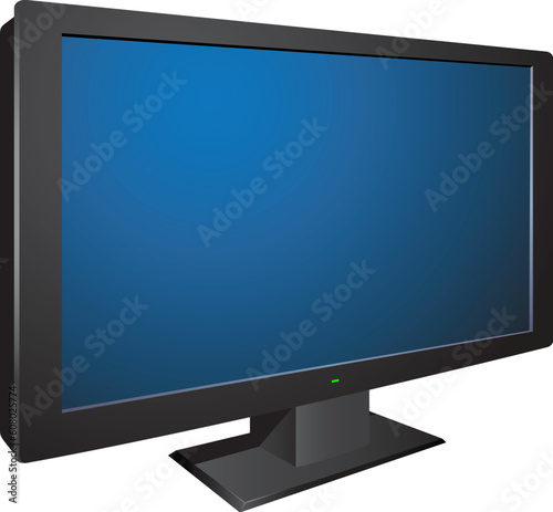 Modern black 3d wide tv isolated on the white background
