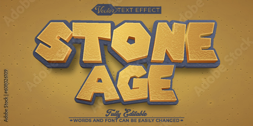 Photographie Cartoon Stone Age Vector Editable Text Effect Template