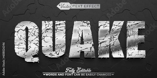 Silver Broken Quake Vector Editable Text Effect Template