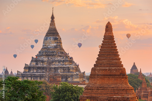 Bagan  Myanmar with Balloons