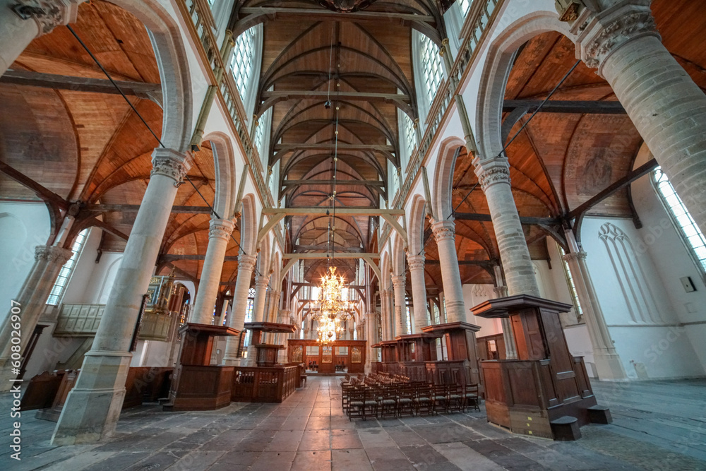 Walking inside the Oude Kerk in Amsterdam