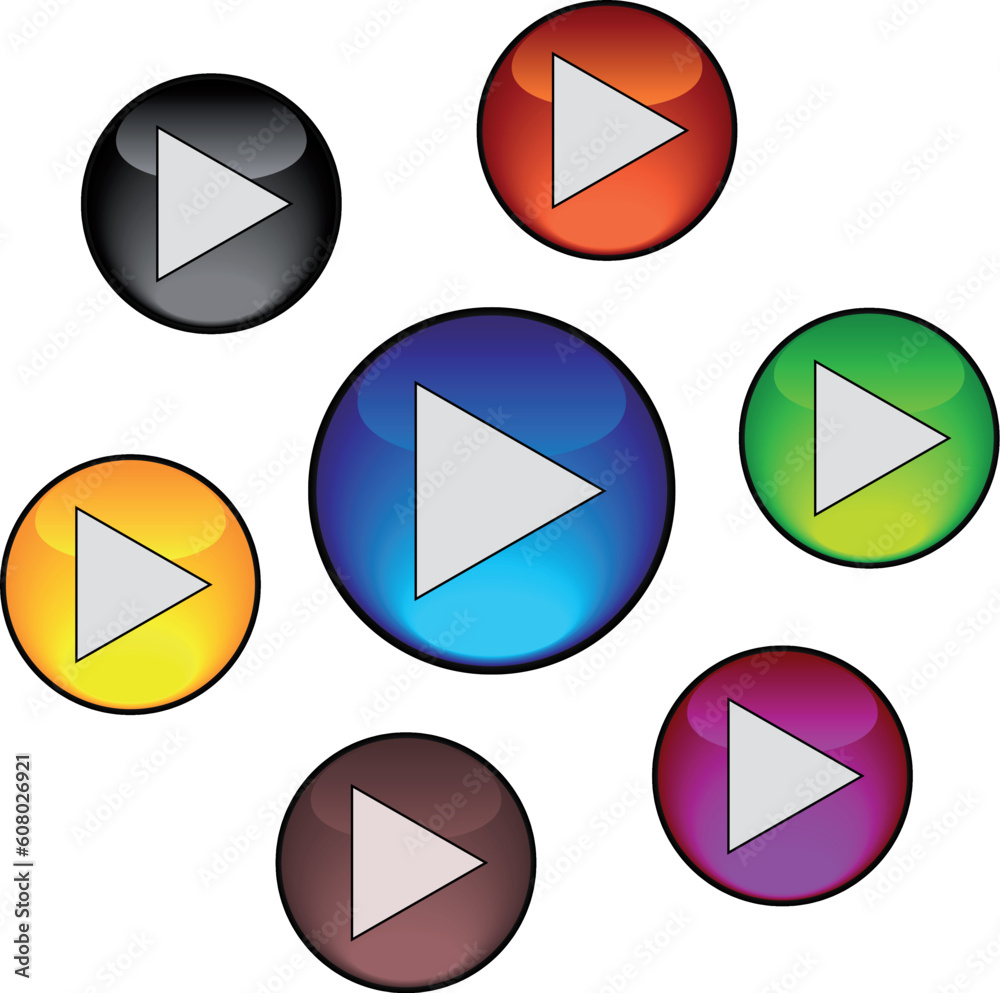 Set play buttons. Vector Illustration Set play buttons. Vector Illustration