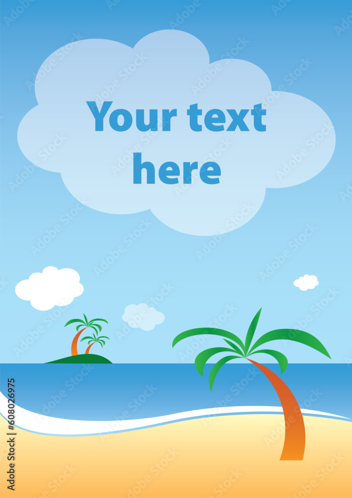 Fototapeta premium Background: beach, palms, sea and blue sky