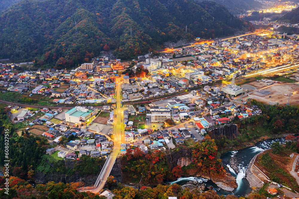 Otsuki, Japan From Above in Autumn