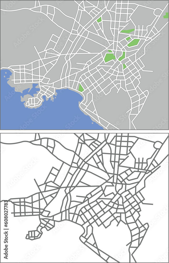 Illustration city map of Athens in vector.