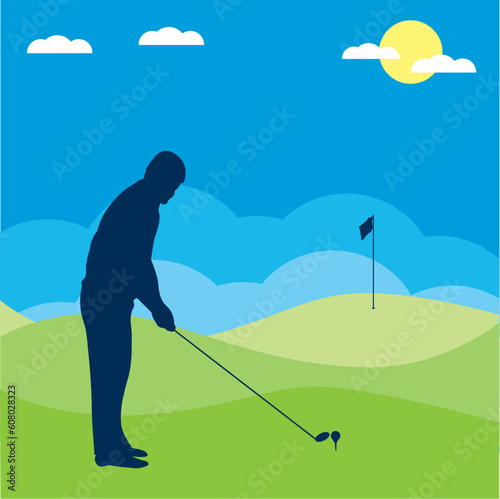 Golf players silhouette. Vector illustration