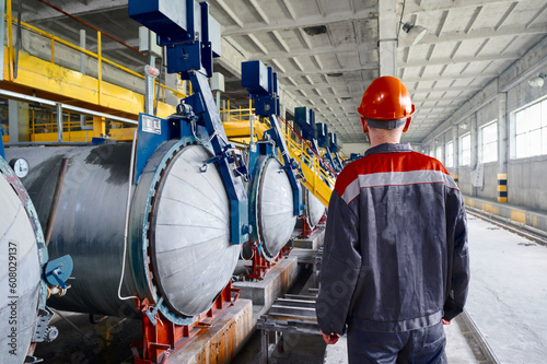 Canvas-taulu Autoclave workshop with tanks for silica blocks hardening