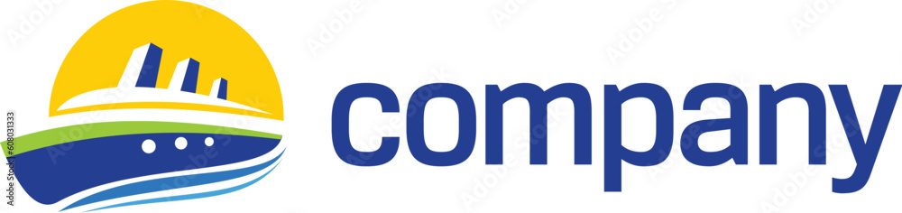Vector Cruise boat logo for travel agency. Vector Cruise boat logo for travel agency.