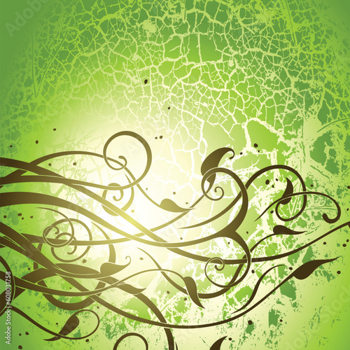 green background with floral elements,  this illustration may be useful as designer work