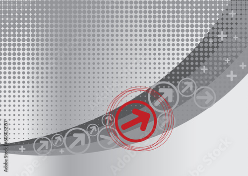 Grey and red background with halftone vector illustration