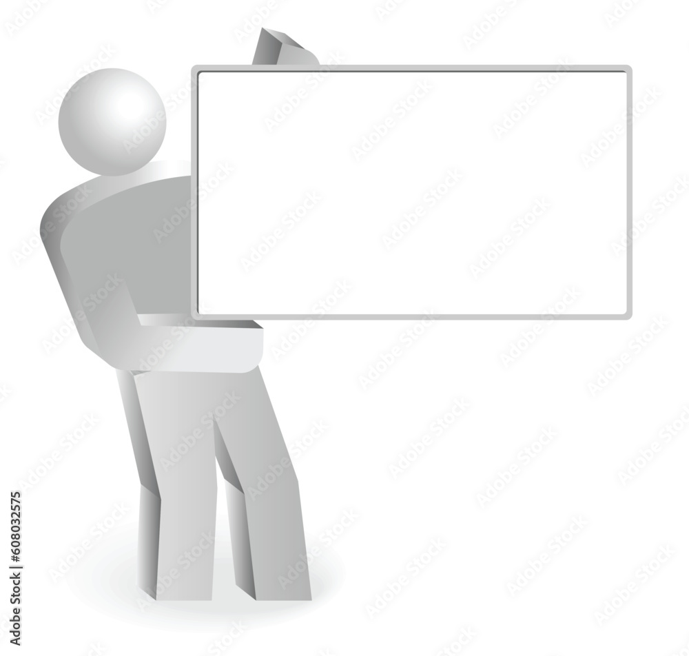 Man with empty board. Modern vector illustration. Holding blank sign. Man with empty board. Modern vector illustration. Holding blank sign.
